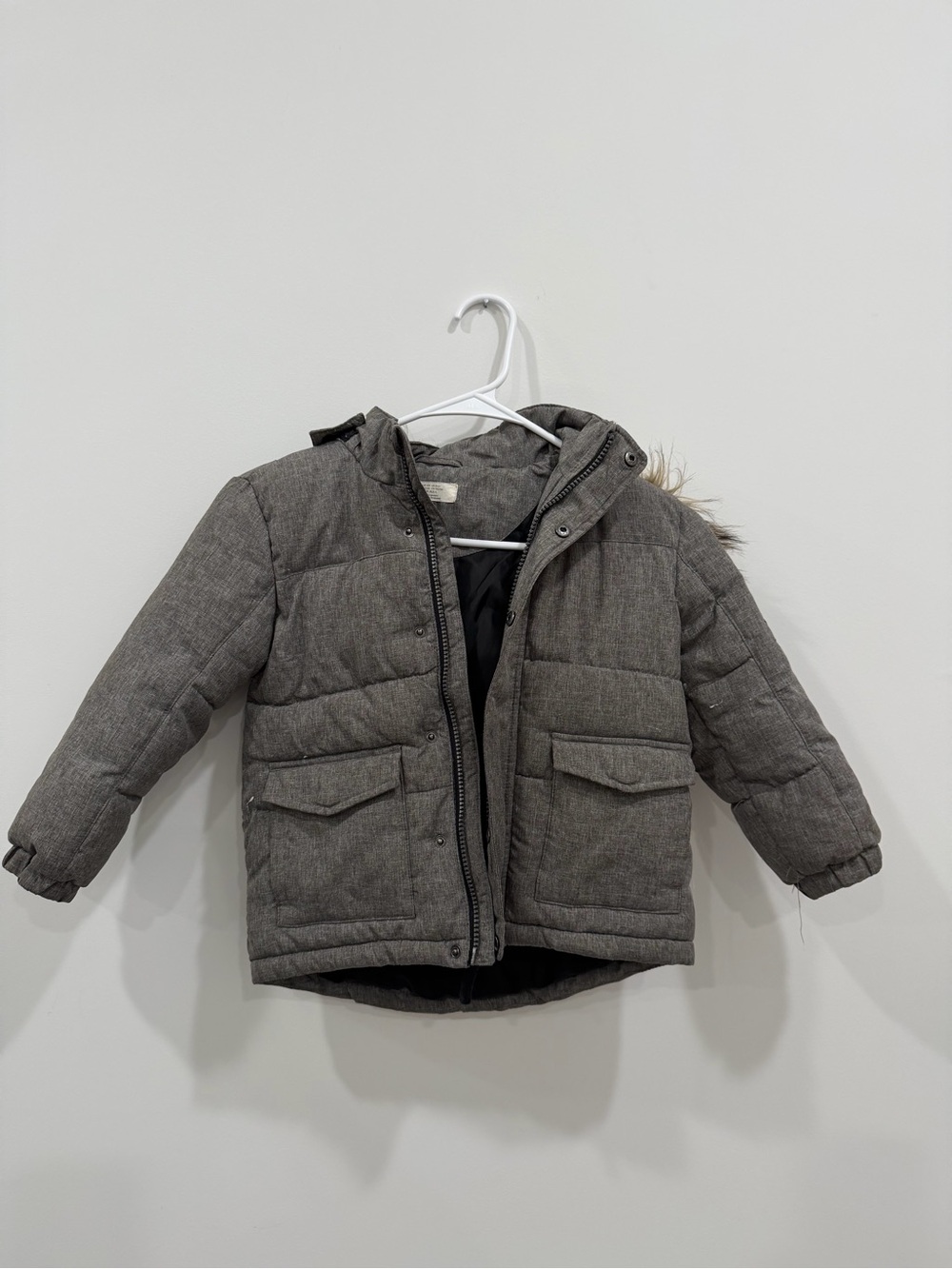 H&M Kids Charcoal Grey Puffer Jacket with Hood